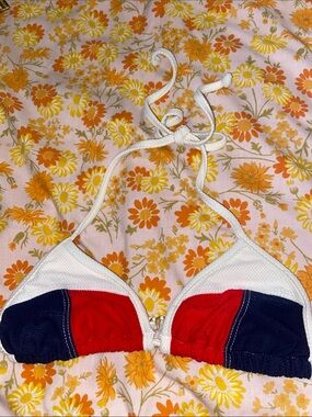 VTG SURFSIDE RED WHITE & BLUE TRIANGLE Bikini Top (ONLY)